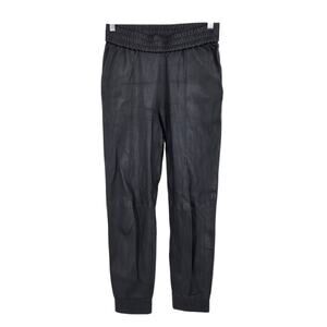 SPRWMN Black Leather Elastic Waist Slim High Rise Pocket Jogger Pants Size Small